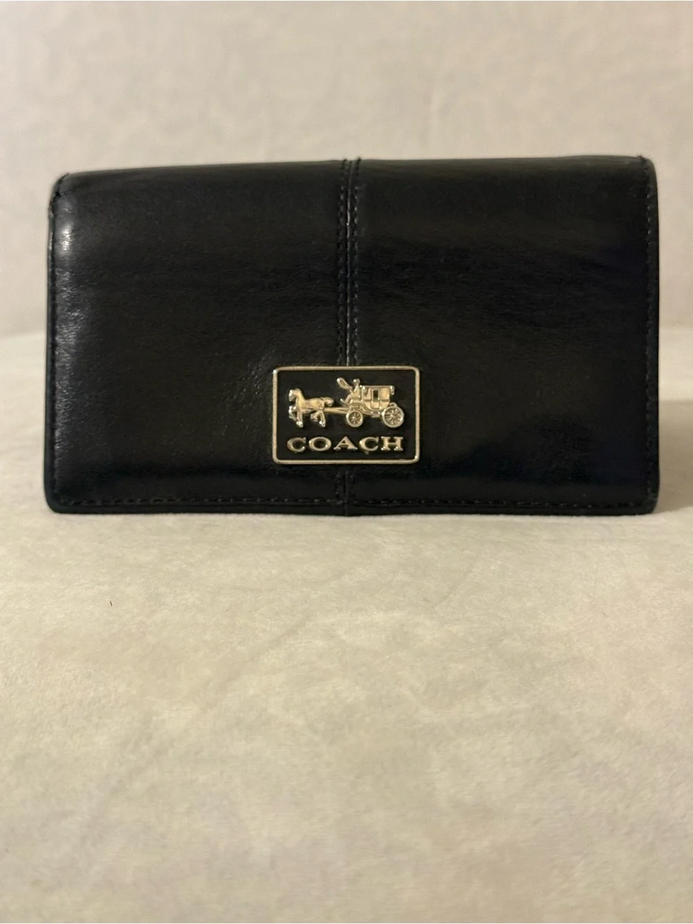 Coach Black Leather Horse & Carriage Continental Wallet